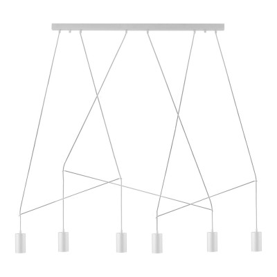 CERO C6 Závěsné svítidlo, těleso kov, povrch bílá, pro žárovku 6x35W, GU10, 230V, IP20, tř.1, rozměry w=1350mm, vč závěsu l=1300mm