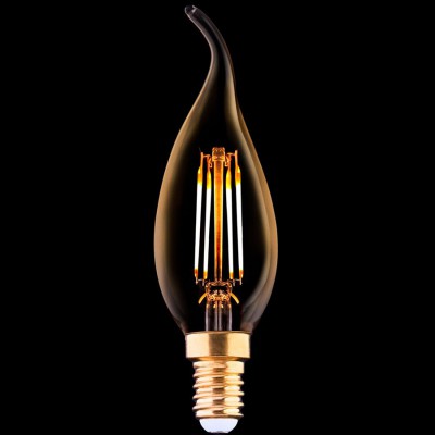 HULUL BULB 1 Žárovka svíčková plamének retro E14, materiál kov, povrch měděná, krycí sklo čiré, LED 4W, 360lm, teplá 2200K, 230V, IP20, tř.1, rozměry d=35mm, h=120mm