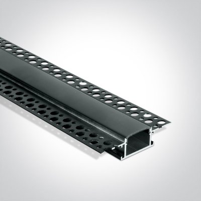 LUKS PROFIL 62x15 Vestavný, zápustný bezrámečkový profil pro LED pásky do sádrokartonu, materiál hliník, povrch černá, difuzor plast černá, max šířka LED pásků w=20mm, rozměry 62x15mm, délka l=2m.