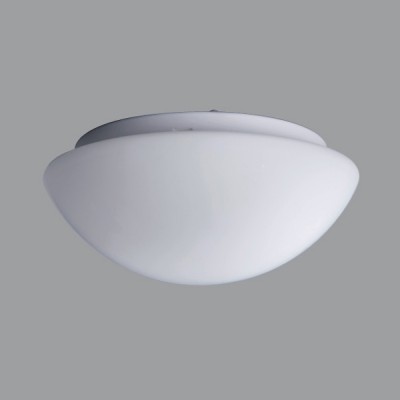 AURA 7, LED-1L12B07BT12/012 3000 Stropní svítidlo, základna kov, povrch bílá, difuzor sklo opál, LED 11W, teplá 3000K, 1290lm/840lm, Ra80, 230V, IP44, zař. tř.1, "F", d=250mm, h=110mm, úchyt skla bajonet