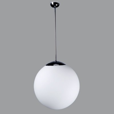ADRIA P5, LED-5L07C10Z11/099/a2 NL DALI 3000 Závěsné svítidlo koule, základna kov, povrch nerez lesk, difuzor sklo opál, LED 48W,7740/6180lm, teplá 3000K, Ra80, stmívání DALI, 230V, IP40, sklo d=600mm, trubk záv l=400mm