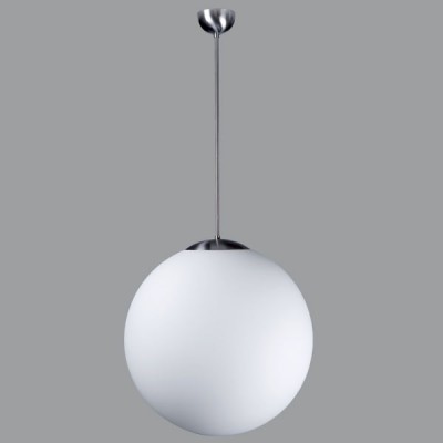 ADRIA P5, LED-5L07C10Z11/099/a5 NB DALI 3000 Závěsné svítidlo koule, základna kov, povrch nerez broušená, difuzor sklo opál, LED 48W,7740/6180lm, teplá 3000K, Ra80, stmívání DALI, 230V, IP40, sklo d=600mm, trubk záv l=1000mm