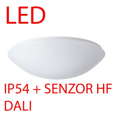 TITAN 2 LED-1L16C07KN83 IP54 DALI + senzor HF CORR Stropní svítidlo, senzor HF CORRIDOR, záběr 150°. dosah 8m, čas 10s-10min, základna kov bílá, difuzor PC/PMMA opál, LED 28W/36W, teplá 3000K/neutrální 4000K, stmív DALI, 230V, zvýš krytí IP54, IK10, tř.1, d=400mm, h=115mm