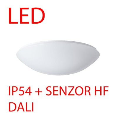 TITAN 3 LED-2L43C07KN94 IP54 DALI senzor HF CORR Stropní svítidlo, senzor HF CORRIDOR, záběr 150°, dosah 8m, čas 10s-10min, zákl kov bílá, difuzor PC/PMMA opál, LED 37W/56W, teplá 3000K/neutrální 4000K, DALI, 230V, zvýš krytí IP54, IK10, tř.1, d=500mm, h=130mm