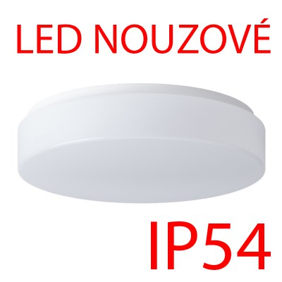 DELIA 1, nouzové, IP54, d=300mm Nouzové svítidlo, SA - výdrž 3h, základna kov, povrch bílá, difuzor PC/PMMA opál, LED 15W, 2000lm/2110lm, teplá 3000K/neutrální 4000K, 230V, zvýšené krytí IP54, IK10, tř.1, d=300mm, h=75mm