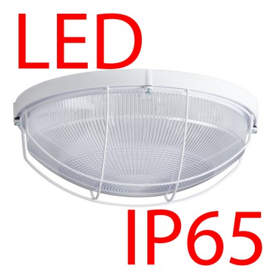 ELEKTRA 4 LED-1L12C03/IN-172 IP65 9W/15W Stropní, průmyslové svítidlo, základna polykarbonát PC, povrch bílá, difuzor PC opál s kov mřížkou, LED 9W/15W, teplá 3000K/neutrální 4000K, 230V, zvýšené krytí IP65, IK10, tř.2, rozměry d=260mm, h=110mm