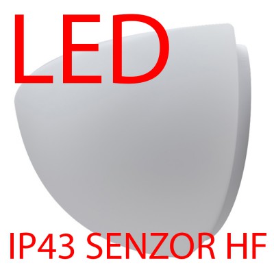 NELA 3 LED-1L41B07U7/268 15W IP43 senzor HF Nástěnné svítidlo, senzor HF, záběr 150°, dosah 8m, čas 10s-10min, základna kov bílá, límec kov bílá/nerez lesk/nerez broušená, difuzor sklo opál, LED 15W, teplá 3000K/neutrální 4000K, 230V, zvýš krytí IP43, tř.1, 350x190x200mm