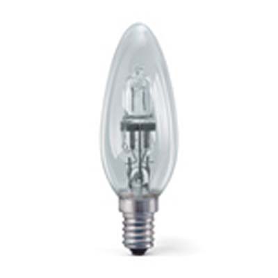  Světelný zdroj, halogenová žárovka svíčková OSRAM, čirá, 20W, 30W, 46W, E14, 230V, teplá 2900K, Ra100, d=35mm, l=104mm