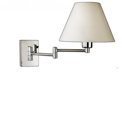 RASHES 1x15W E27 Nástěnné svítidlo, základna hliník, povrch chrom, stínítko textil bílá, pro žárovku LED 1x15W, E27, 230V, IP20, tř.1, rozměry 320x330mm, dvouramenné