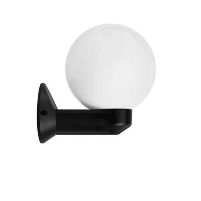 CAPIN WL 1x15W E27 Nástěnné venkovní svítidlo, základna plast černá, difuzor plast opál, pro žárovku 1x15W, E27, 230V, IP44, rozměry d=200mm, h=250mm.