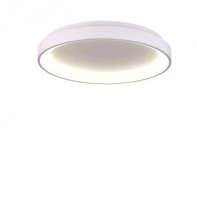 ENIM 48W Tuya WiFi CCT Stropní svítidlo, kov, bílá, dif. plast opál, LED 48W, smart Tuya, WiFi, přepína nastav. teplota CCT teplá 3000K-denní 6500K, stmív. dálk. ovl. dodán samost, Ra80, 230V, IP20, rozměry d=580mm, h=60mm.