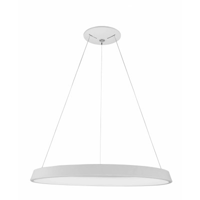 DISCUS LED 48W Závěsné svítidlo, základna kov, bílá, difuzor plast opál, LED 48W, teplá 3000K, 3120lm, Ra80, stmívání DALI, 230V, IP20, rozměry d=800mm, vč. lankového závěsu h=1200mm, lze zkrátit