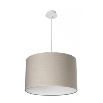 CAFFE 40 Závěsné svítidlo, základna kov, povrch bílá stínítko textil len béžová, pro žárovku 1x23W, E27 A60, 230V, IP20, stínítko d=400mm, vč. závěsného kabelu h=1000mm, lze zkrátit