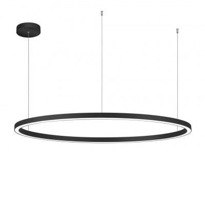 EXCOTO HL 100W Tuya WiFi, CCT Závěsné svítidlo, kov, černá, dif plast opál, Tuya, WiFi, LED 100W, 7305lm, přepín CCT. teplota teplá 3000K- neutr 4000K, stmív. RF dálk ovl (součástí), d=1180mm, závěs lanko l=1500mm, lze zkr.