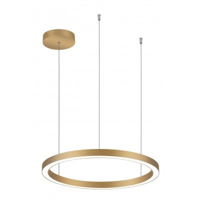 EXCOTO HL 48W Tuya WiFi, CCT Závěsné svítidlo, kov, zlatá, dif plast opál, Tuya, WiFi, LED 48W, 3200lm, přepín CCT. teplota teplá 3000K- neutr 4000K, stmív dálk ovl (součástí), d=580mm, vč závěs lanka l=1500mm, lze zkr