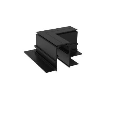 HOROS corner BI H II 95x95mm Rohová L spojka 90°, horizontální odbočení, vestavného magnetického systému, materiál hliník, povrch černá, 48V, rozměry 95x95mm.