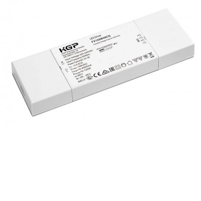 LED zdroj 48V Napájecí zdroj LED, napěťový, materiál plast, povrch bílá, LED 120W, 2,5A, 48V, IP20, rozměry 190x22x65mm