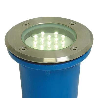 RONSO 1 Zemní svítidlo, těleso hliník, rámeček nerez, sklo čiré, LED 1W, 50lm, teplá 3000K, 230V, IP67, d=110mm, h=98mm, vč. mont. boxu