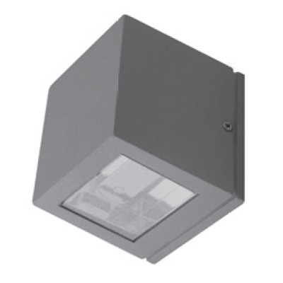 DIXON LED Nástěnné svítidlo těleso hliník, povrch šedá, sklo čiré, LED 2x2W denní bílá, Ra77, 230V, IP54, 90x90x100mm, svítí dolů