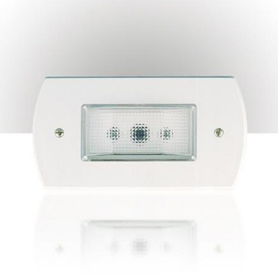 CINEMA-SECUR-AUTONOM Svítidlo pro osvětlení schodiště, těleso kov, rámeček povrch bílá, 230V, IP22, IK05, 130x71mm h=30mm