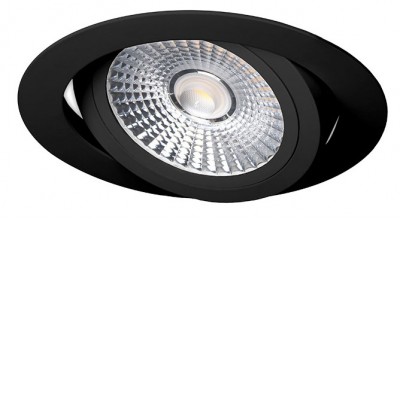 UMA R LED 6W Stropní podhledové bodové svítidlo, výklopné +-20°, těleso hliník, povrch černá, LED 6W, 420lm, teplá 3000K, vyzař úhel 90°, Ra80, 230V, IP20, d=85mm, h=20mm