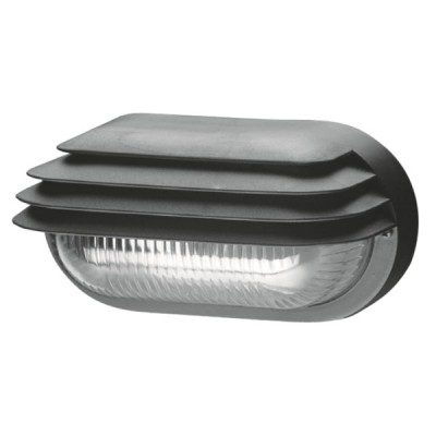 LENVA Nástěnné svítidlo exteriérové, venkovní, základna plast, povrch černá, difuzor sklo mat., pro žárovku 1x40W, E27, 230V, IP44, tř.2, 205x105x100mm