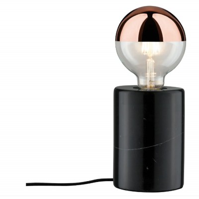 CONDO TL 1x20W, E27 Stolní lampa s objímkou, těleso mramor černý, pro žárovku 1x20W, E27, 230V, IP20, tř.2, rozměry d=95mm, h=130mm, vypínač na kabelu.
