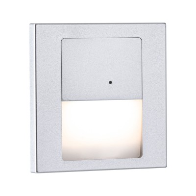 STEPS HF senzor MASTER LED 1W Vestavné svítidlo do stěny, MASTER HF senzor pohybu, záběr 180°, dosah cca 3m, čas 30s-5minut, materiál plast, šedostříbrná, LED 1W, teplá 2700K, 80lm, 230V, IP20, 80x80x35mm, sv dolů, montáž do KU68