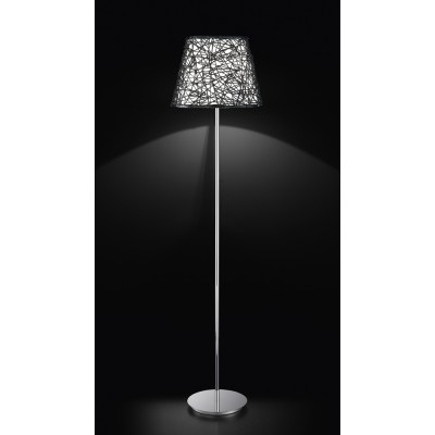 CAMBERG FL Stojací lampa, těleso kov, povrch chorm lesk, stínítko plast bílá a černá, pro žárovku 1x60W, E27, 230V, IP20, rozměry d=400mm, h=1740mm, vč vypínače na tělese.