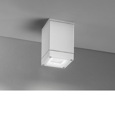 DURKHEIM SQ Stropní přisazené bodové venkovní svítidlo, těleso kov, povrch bílá mat, kryt sklo, pro žárovku 1x35W, GU10, 230V, IP44, rozměry 90x90x100mm.
