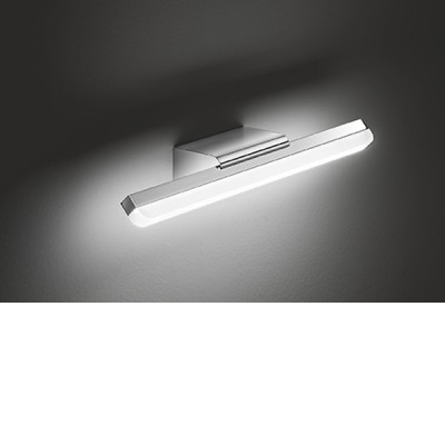 GRIESBACH Nástěnné svítidlo, těleso kov, povrch chrom lesk, difuzor plast opál, LED 10W, 1100lm, teplá 3000K, 230V, IP20, rozměry 400x40x85mm.