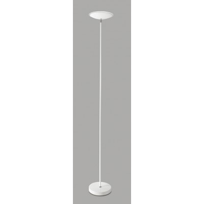 KROZING Stojací lampa, nastavitelný směr svícení, těleso kov, povrch bílá mat/černá mat, krycí sklo čiré, LED 18W, 1400lm, teplá 3000K, 230V, IP20, rozměry d=250mm, h=1800mm, vč vypínače na tělese.