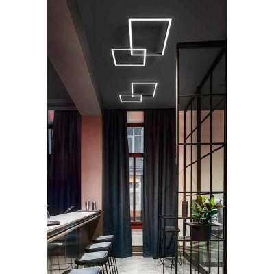 ORB PL 64W CCT Stropní svítidlo, základna hliník, povrch černá, dif. plast opál, LED 64W, 4800lm, přepín. CCT teplá 3000K/neutr 4000K/denní 6000K, stmív. TRIAC, Ra80, 230V, IP20, rozměry 760x950mm.