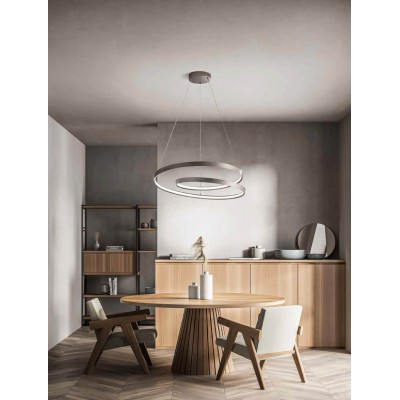 RAPPEN HL 70W CCT Závěsné svítidlo, lustr, těleso hliník, povrch šedá, difuzor plast opál, LED 70W, 5600lm, přepín CCT teplá 3000K/neutr 4000K/denní 6000K, stmív. TRIAC, 230V, IP20, d=800mm, vč záv lanka l=1500mm