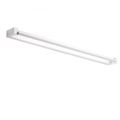 STRAU WL Nástěnné svítidlo s otočnou clonou k zrcadlu, těleso hliník, bílá, difuzor plast opál, LED 35W, 3200lm, přepín CCT teplota teplá 300K, neutrální 4000K, denní 6000K, Ra80, 230V, IP20, 1100x40x90mm
