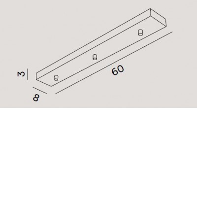 EMKE RC základna H3 Základna pro závěsné svítidlo, obdélníková, pro 3 kabely, materiál kov, povrch bílá, rozměry 600x30x80mm.