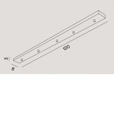 EMKE RC základna H5 Základna pro závěsné svítidlo, obdélníková, pro 6 kabelů, materiál kov, povrch chrom lesk, rozměry 1200x30x80mm.