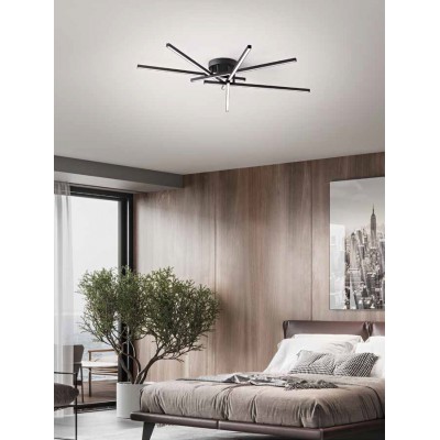 ZANE PL 70W CCT Stropní svítidlo, těleso kov, povrch bílá/černá, dif plast opál, LED 70W, 4900lm, přepín CCT teplá 3000K-neutr 4000K-denní 6000K, stmív., Ra80, 230V, IP20, tř.1, rozměry d=1125mm, h=180mm.