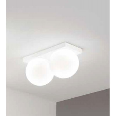 KODE 2x8W IP40 Stropní svítidlo, těleso hliník, povrch bílá/šedá/mosaz, difuzor sklo opál, LED 2x8W, 2x856lm, teplá 3000K, Ra90, 230V, IP40, tř.1, rozměry d=100mm, základna 100x210mm.