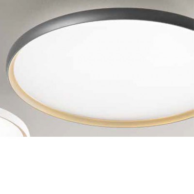 JANAK PL 45W CCT Stropní svítidlo, základna kov, povrch vnější černá, vnitřní zlatá, dif. plast opál, LED 45W, 4437lm, přepín. CCT teplá 3000K-neutr 4000K-denní 6000K, stmív. TRIAC, Ra90, 230V, IP20, d=595mm, h=60mm.