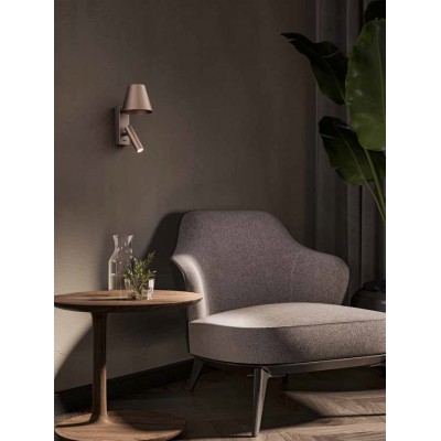 GEKO WL 6W Nástěnné svítidlo, nastavitelný směr svícení, těleso kov, povrch hnědá, LED 6W, 480lm, teplá 3000K, rozměry d=120mm, h=220mm, vč vypínače na tělese.