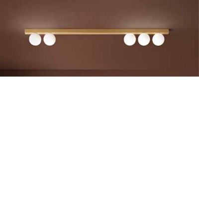 PALIO WL/PL 5x9W G9 Stropní nebo nástěnné svítidlo, těleso kov, povrch zlatá mat, difuzor sklo opál, pro žárovku 5x9W, G9, 230V, IP40, tř.1, rozměry 1200x135x30mm, difuzor: d=100mm.