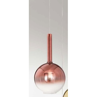 CATINO HL 1x40W E27 Závěsné svítidlo, základna kov, povrch chrom, stínítko sklo měděné, pro žárovku 1x40W, E27, 230V, IP20, tř.1, rozměry d=250mm, h=470mm, vč závěs kabelu l=2500mm, lze zkr.