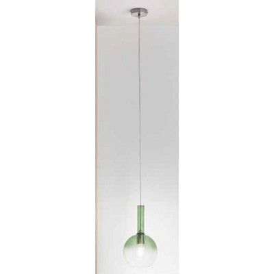 CATINO HL 1x40W E27 Závěsné svítidlo, základna kov, povrch chrom, stínítko sklo zelené, pro žárovku 1x40W, E27, 230V, IP20, tř.1, rozměry d=250mm, h=470mm, vč závěs kabelu l=2500mm, lze zkr.