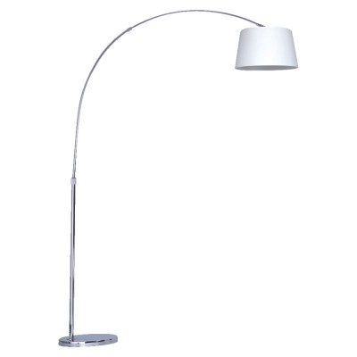 MARGE Stojací lampa, základna kov, povrch chrom, stínítko textil bílá, pro žárovku 1x40W, E27, 230V, IP20, tř.2, rozměry 1350x1600mm.