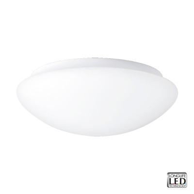 KLOFAN LED Stropní svítidlo, základna kov, povrch bílá, difuzor sklo opál, LED 18W, neutrální 4000K, 1050lm, 230V, do koupelny IP44, tř.1, rozměry d=300mm, h=110mm.