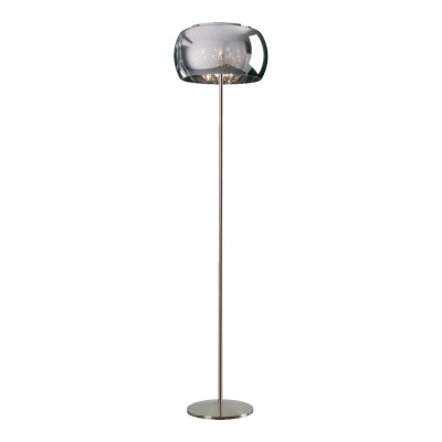 SABADEL FL Stojací lampa, základna kov, povrch chrom, difuzor sklo 30% transparent chrom, pro žárovku 4x33W, G9, 230V, IP20, tř.2, rozměry d=400mm, h=1580mm.