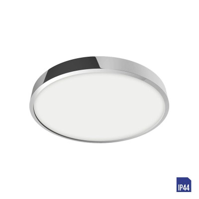 SANSE R VÝPRODEJ Stropní svítidlo, těleso hliník, povrch chrom lesk, difuzor plast opál, LED 12W, 1080lm, neutrální 4000K Ra80, 230V, do koupelny IP44, tř.1, rozměry d=140mm, h=24mm