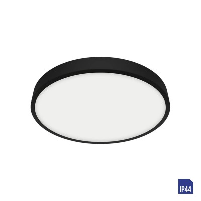 SANSE R Stropní svítidlo, těleso hliník, povrch černá, difuzor plast opál, LED 6W, 540lm, neutrální 4000K Ra80, 230V, do koupelny IP44, tř.1, rozměry d=90mm, h=24mm