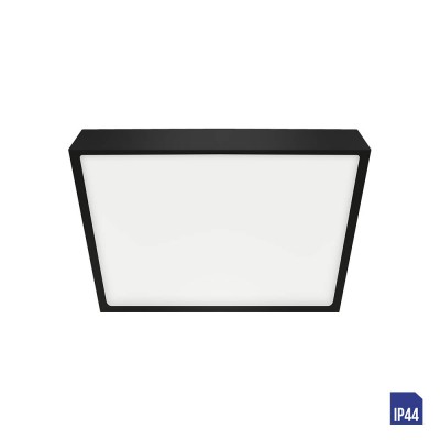 SANSE SQ Stropní, čtvercové svítidlo, těleso hliník, povrch černá, difuzor plast opál, LED 6W, 510lm, neutrální 4000K Ra80, 230V, do koupelny IP44, tř.1, rozměry 90x90x24mm